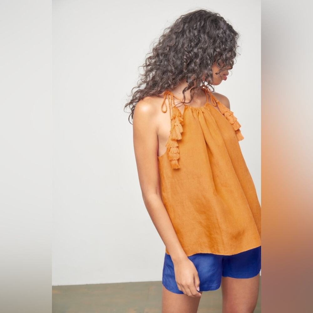 NWT Cor Cor By Corey Lynn Calter The Sierra Tank Top Gold Size Large Tassels